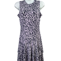 Michael Kors Women's Purple/Blue Sleeveless Tiered Trim Knee Length Dress - XS