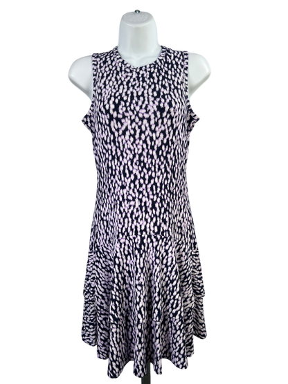 Michael Kors Women's Purple/Blue Sleeveless Tiered Trim Knee Length Dress - XS