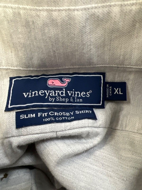 Vineyard Vines Men's Gray Slim Fit Crosby Long Sleeve Button Up Shirt - XL image 3