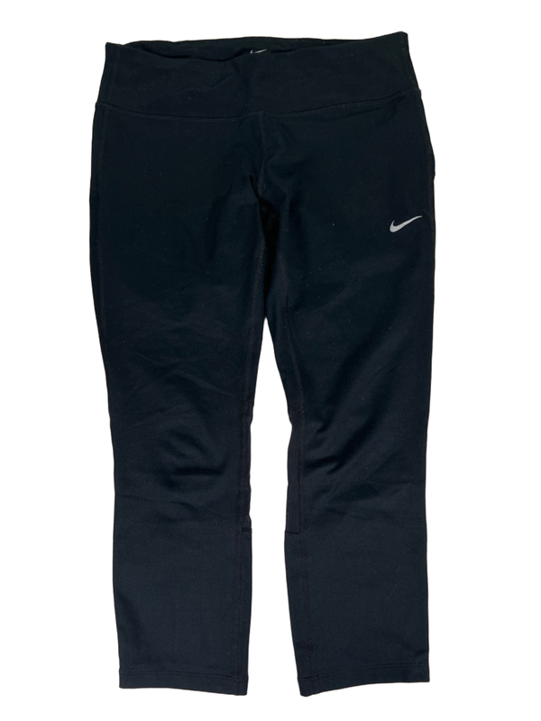 Nike Women's Black Power Training Mesh Back Cropped Athletic Leggings - M