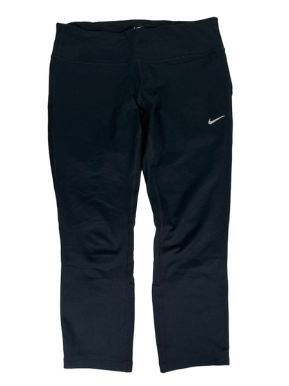 Nike Women's Black Power Training Mesh Back Cropped Athletic Leggings - M