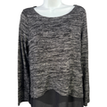 White House Black Market Women's Black Boat Neck Layered Long Sleeve Blouse - S