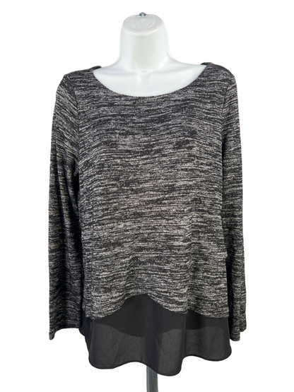 White House Black Market Women's Black Boat Neck Layered Long Sleeve Blouse - S