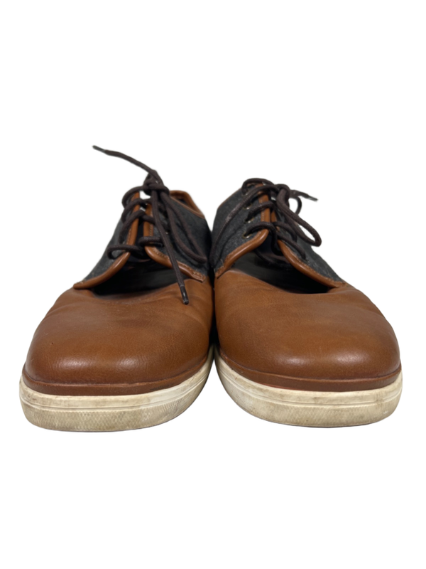 Aldo Men's Brown/Gray Leather Saddle Shoe Lace Up Oxford Sneakers - 13 image 2