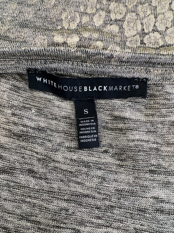 White House Black Market Women's Gray/Gold Metallic Semi-Sheer T-Shirt - S image 3