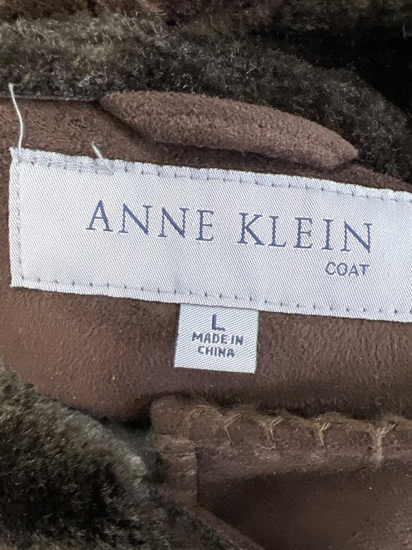 Anne Klein Women’s Brown Faux Fur Lined Button Up Coat - L image 3