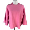Zenana Women's Pink Crewneck Angel Wing Elbow Sleeve Sweater - S