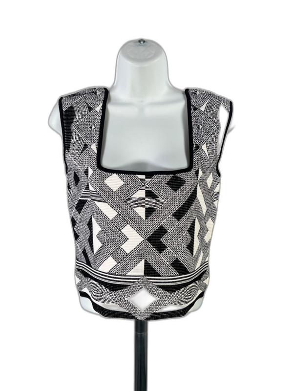 White House Black Market For Me Women's Black Sculpt Jacquard Sweater Tank - S