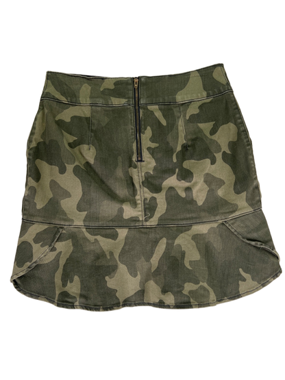 White House Black Market Women's Green Camoflauge Denim Flounce Skirt - 6 image 2