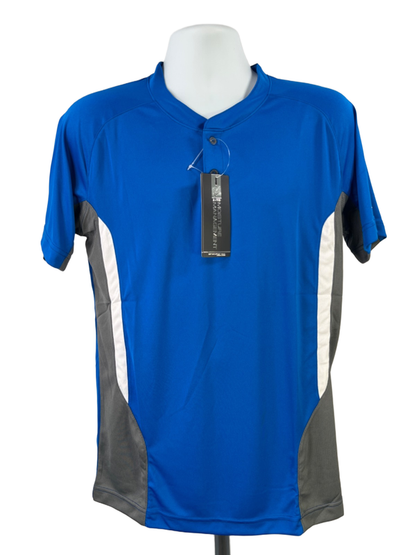 Mizuno Men's Blue Performance Elite Short Sleeve Polo Baseball Jersey - S