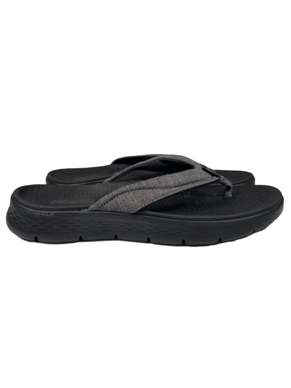 Skechers Women's Black/Gray Goga Mat Flip Flops - 10