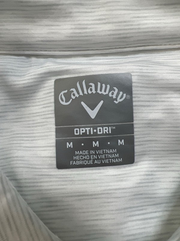 Callaway Men's White Striped Short Sleeve Athletic Polo - M image 3