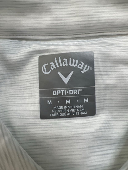 Callaway Men's White Striped Short Sleeve Athletic Polo - M image 3