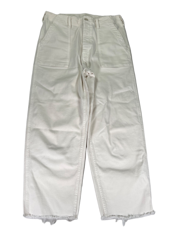 Mother Women's White/Ivory Patch Pocket Private Ankle Fray Button Fly Jeans - 29