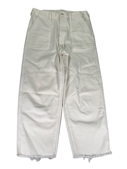 Mother Women's White/Ivory Patch Pocket Private Ankle Fray Button Fly Jeans - 29