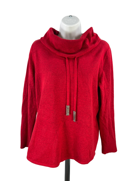 Chico's Women's Red Cashmere Blend Cowl Neck Long Sleeve Sweater - 1/US M