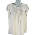 Adrianna Papell Women's White Short Ruffle Sleeve Eyelet Blouse - XL