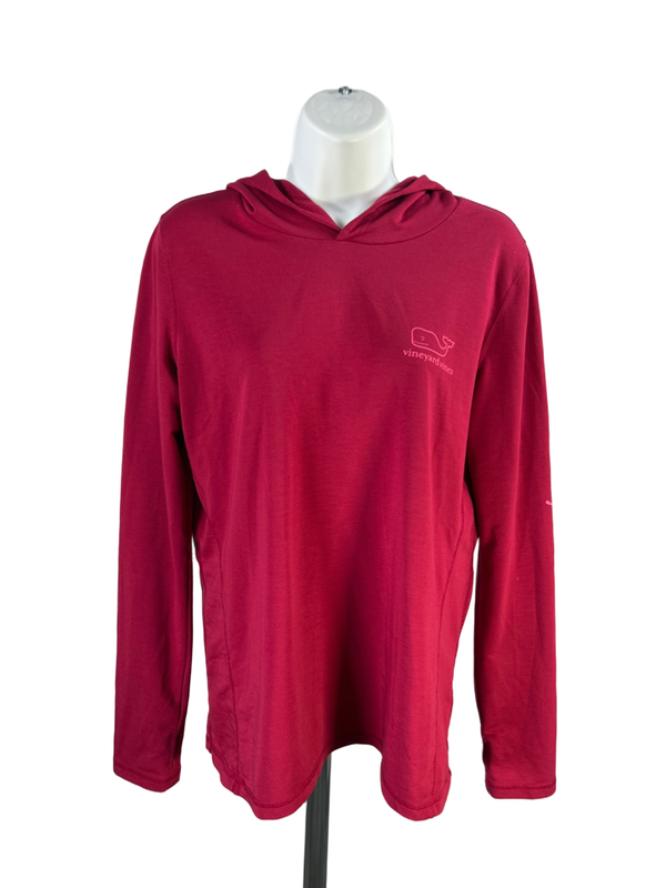 Vineyard Vines Performance Women's Red/Burgundy Long Sleeve Hooded Shirt - M