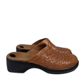 Clarks Women's Brown Leather Woven Slip On Mule Shoes - 7