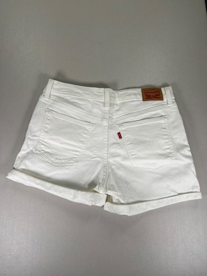 Levi's Women's White Distressed Mid Length Cuffed Denim Shorts - 30 image 2