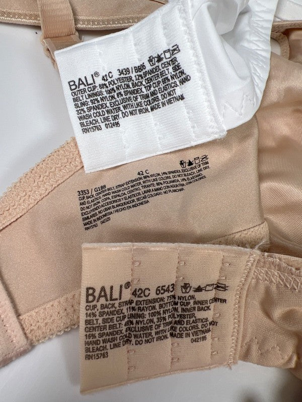 Bali Women's White/Beige Mixed Style Underwire Lift Lot of 3 Bras - 42C image 3