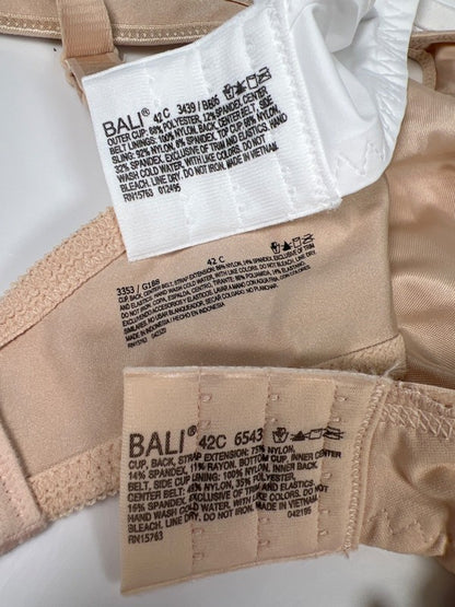 Bali Women's White/Beige Mixed Style Underwire Lift Lot of 3 Bras - 42C image 3