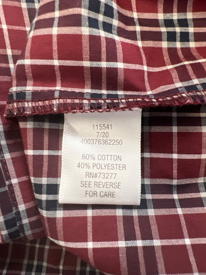 Croft & Barrow Men's Red/Blue Plaid Long Sleeve Button Up Shirt - L Tall image 4