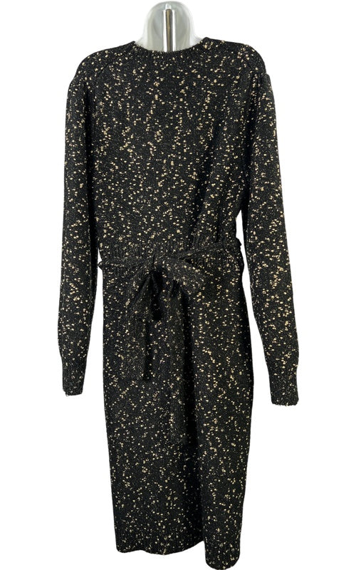 Ann Taylor Women’s Black/Gold Metallic Long Sleeve Sweater Dress - XL Petite image 3