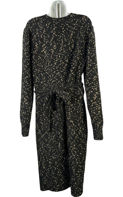 Ann Taylor Women’s Black/Gold Metallic Long Sleeve Sweater Dress - XL Petite image 3
