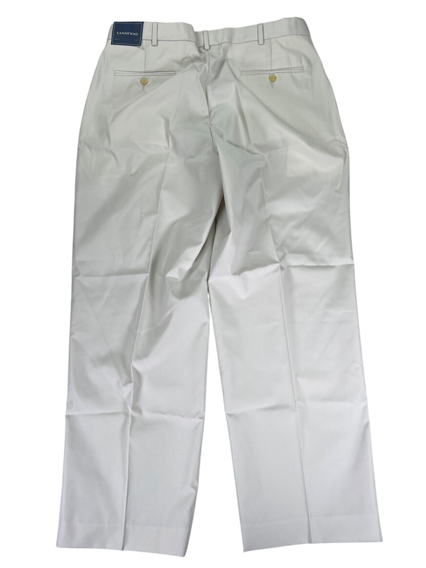 Lands End Men's Light Beige Pleated Front Straight Leg Dress Pants - 36x30 image 2