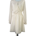 Ann Taylor Women's Ivory/White Textured A-Line Tie Waist Dress - 4