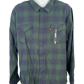 Levi's Men's Green/Blue Plaid Long Sleeve Button Up Flannel Shirt - XXL