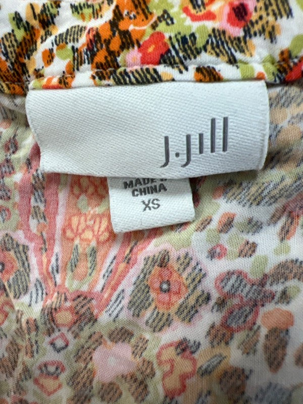 J Jill Women's Orange/Green Printed Button Up Sleeveless Blouse - XS image 3