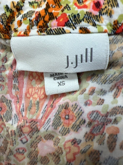 J Jill Women's Orange/Green Printed Button Up Sleeveless Blouse - XS image 3
