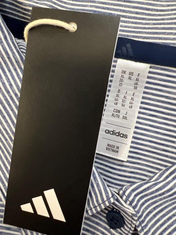 Adidas Women's Blue/White Striped Short Sleeve Golf Polo Shirt - XL image 3