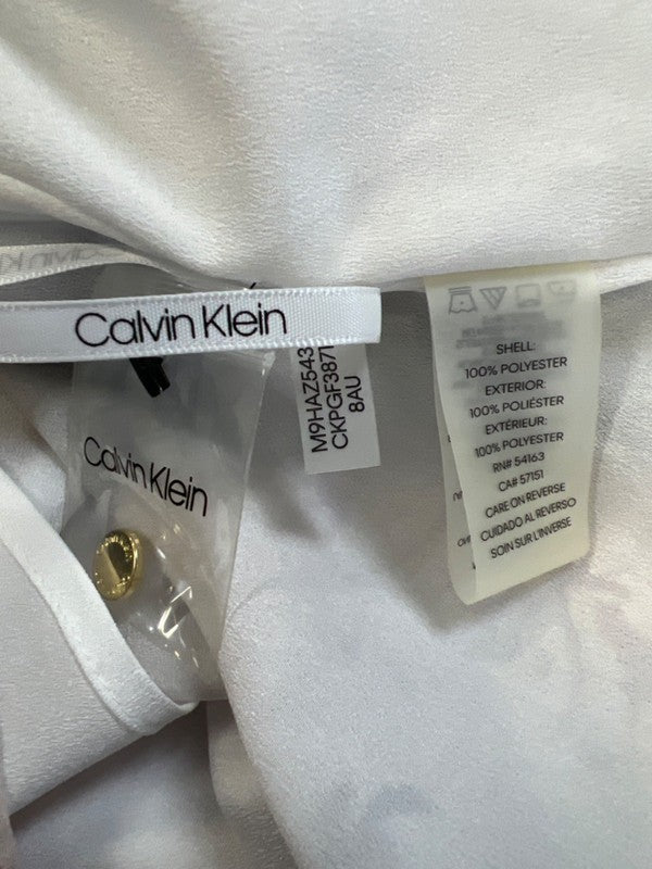 Calvin Klein Women's Purple/Black Long Sheer Sleeve V-Neck Blouse - L image 4