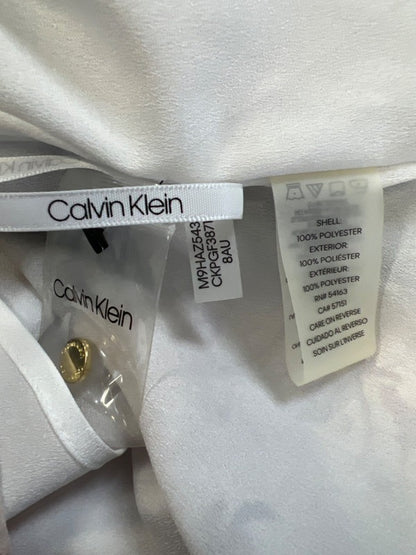 Calvin Klein Women's Purple/Black Long Sheer Sleeve V-Neck Blouse - L image 4
