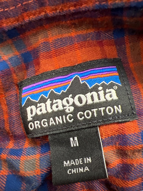 Patagonia Men’s Orange/Blue Plaid Long Sleeve Button Up Shirt - M image 3