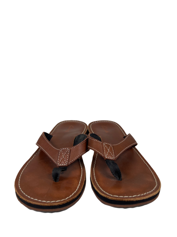Clarks Women's Brown Leather Roxanna Toe-Post Flip-Flop Sandals - 10 image 2
