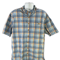 Duluth Trading Men's Blue Plaid Relaxed Short Sleeve Button Up Shirt - 2XL Tall