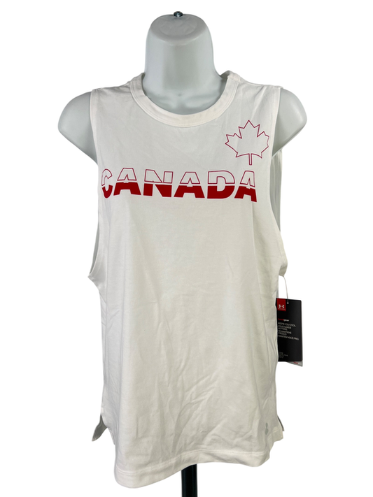 Under Armour Women's White Loose Fit CANADA Muscle Tank Top - XS