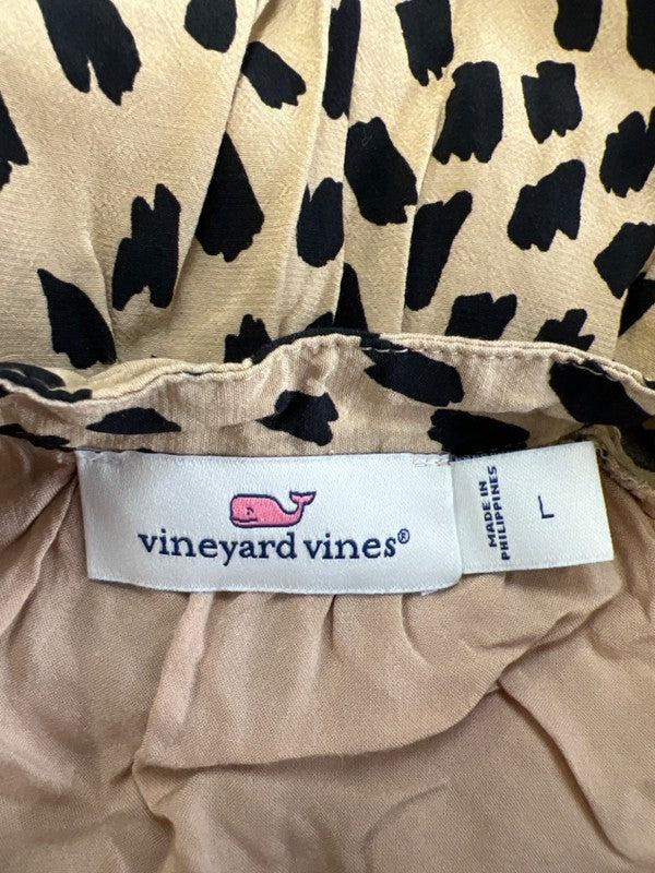 Vineyard Vines Women's Black/Tan Cheetah Print Long Sleeve Mini Dress - L image 3