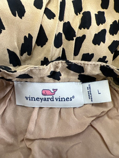 Vineyard Vines Women's Black/Tan Cheetah Print Long Sleeve Mini Dress - L image 3