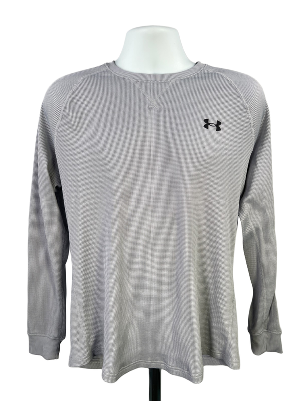 Under Armour Men's Gray Waffle Crew Long Sleeve Shirt - M
