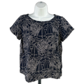 J.Jill Women's Blue Sailboat Graphic Print Short Sleeve T-Shirt - XS