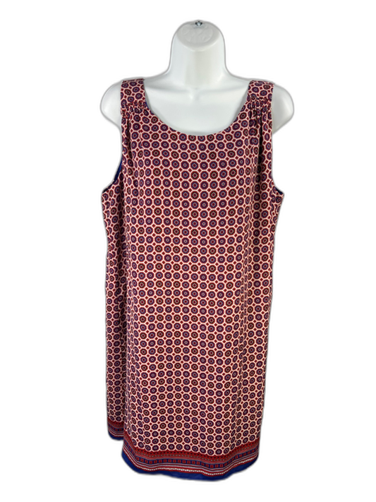 Lila Rose Women's Red/Blue Geometric Scoop Neck Sleeeless Mini Dress - 12