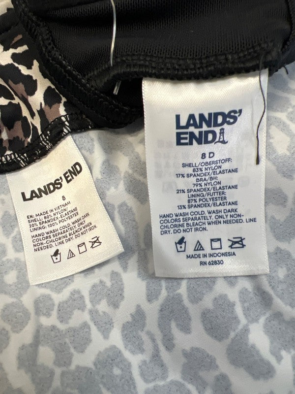 Lands' End Women's Black/Leopard D-Cup Twist Front Underwire Mid Rise Bikini - 8 image 3