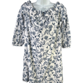 Banana Republic Women's White/Blue Floral Off Shoulder Mini Shift Dress - 2