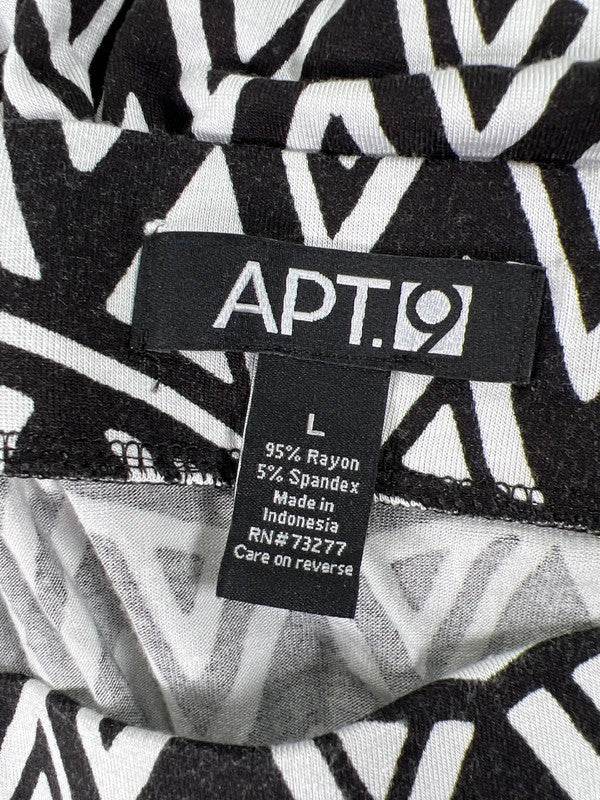 Apt 9 Women's Black/White Geometric Print Flowy Side Slit Maxi Skirt - L image 3