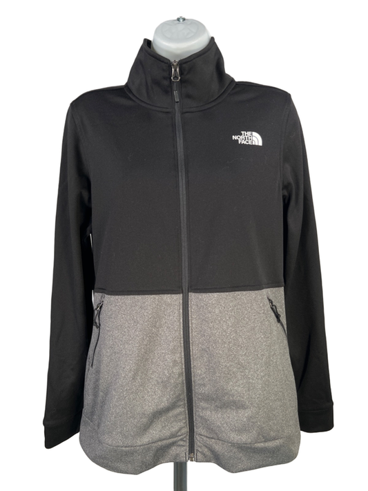 The North Face Women's Black/Gray Fleece Long Sleeve Zip Up Jacket - M